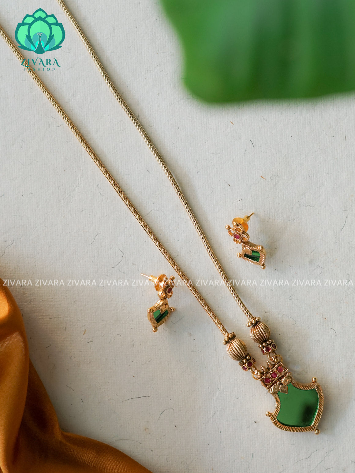 PALAKKA - FLEXIBLE CHAIN  PENDANT  -Traditional south indian premium neckwear with earrings- Zivara Fashion- latest jewellery design