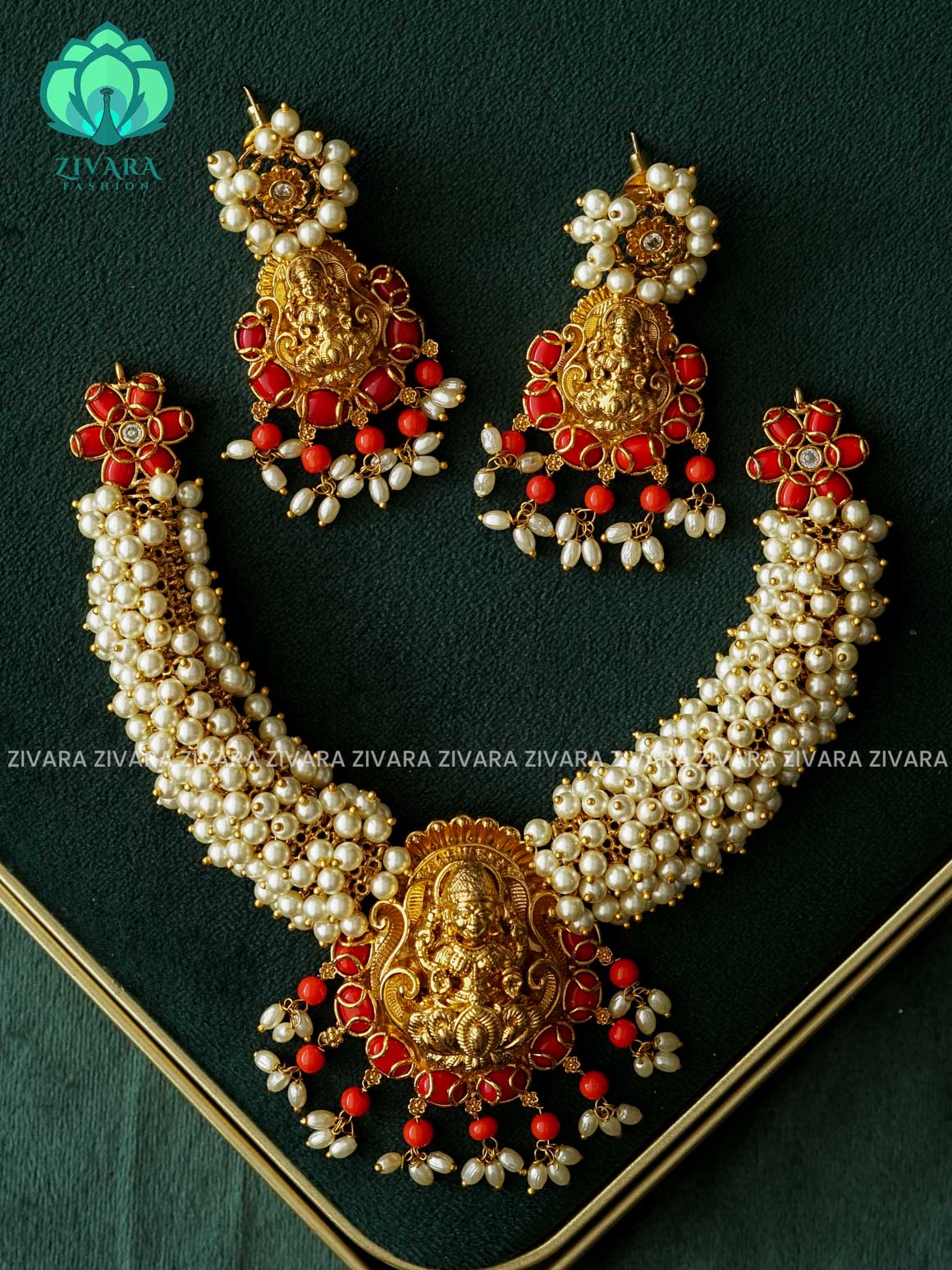 HOTSELLING PEARL GUTTAPUSALU TEMPLE NECKWEAR -Traditional south indian premium neckwear with earrings- Zivara Fashion- latest jewellery design