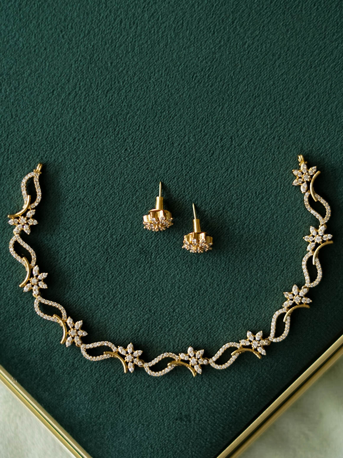 WHITE  Kanya - SWIRL FLORAL SUBTLE POLISH stylish and minimal elegant neckwear with earrings- Zivara Fashion