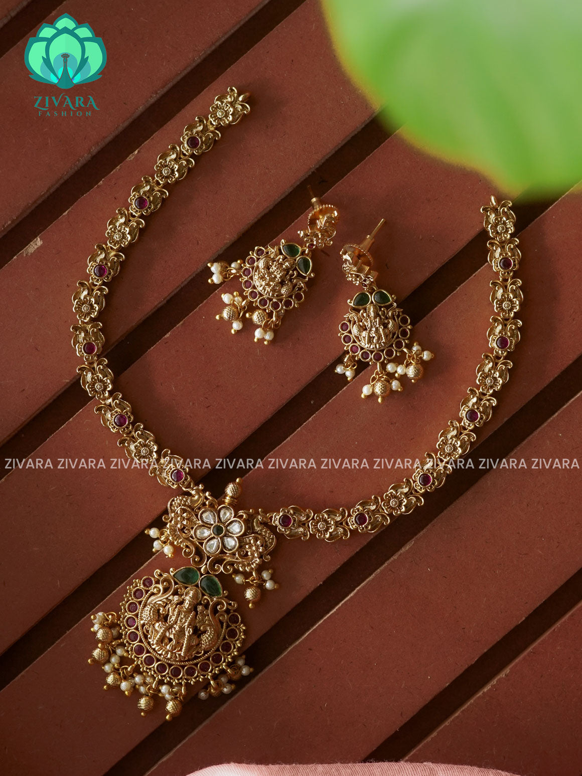 TEMPLE VINTAGE FINISH -Traditional south indian premium neckwear with earrings- Zivara Fashion- latest jewellery design
