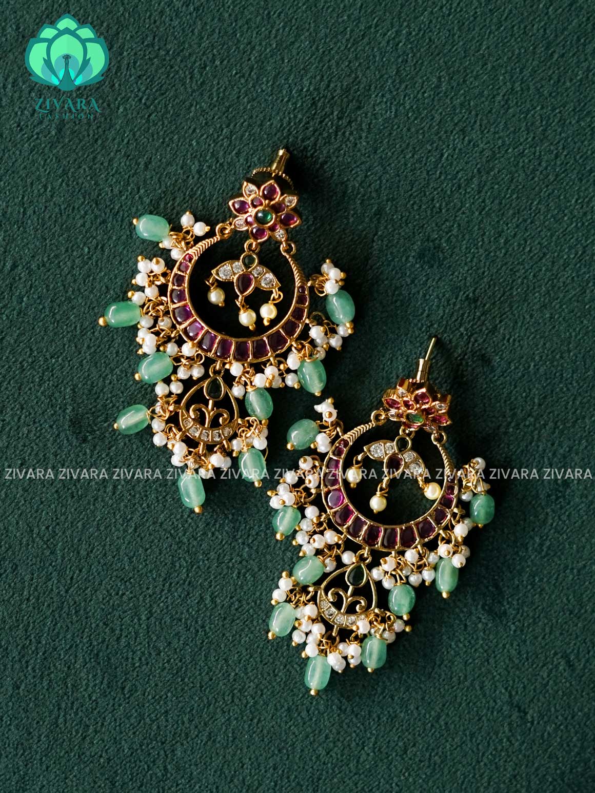 DIYA- SMALL SIZE BEAUTIFUL FESTIVE GREEN BEADS BALI -PREMIUM MATTE  polish BALI- latest jewellery collection- zivara fashion