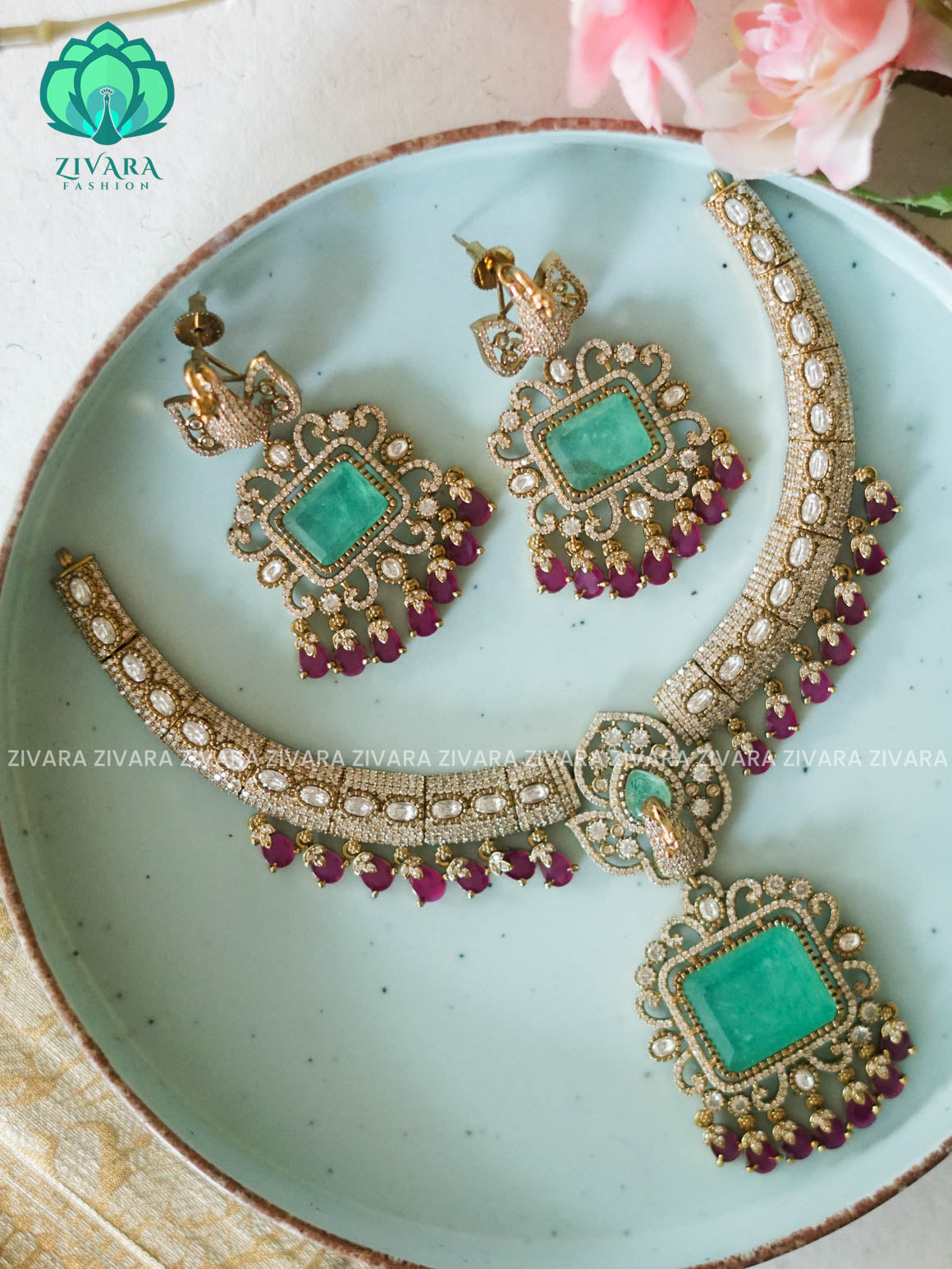BRIDAL HASLI  -Traditional south indian premium neckwear with earrings- Zivara Fashion- latest jewellery design