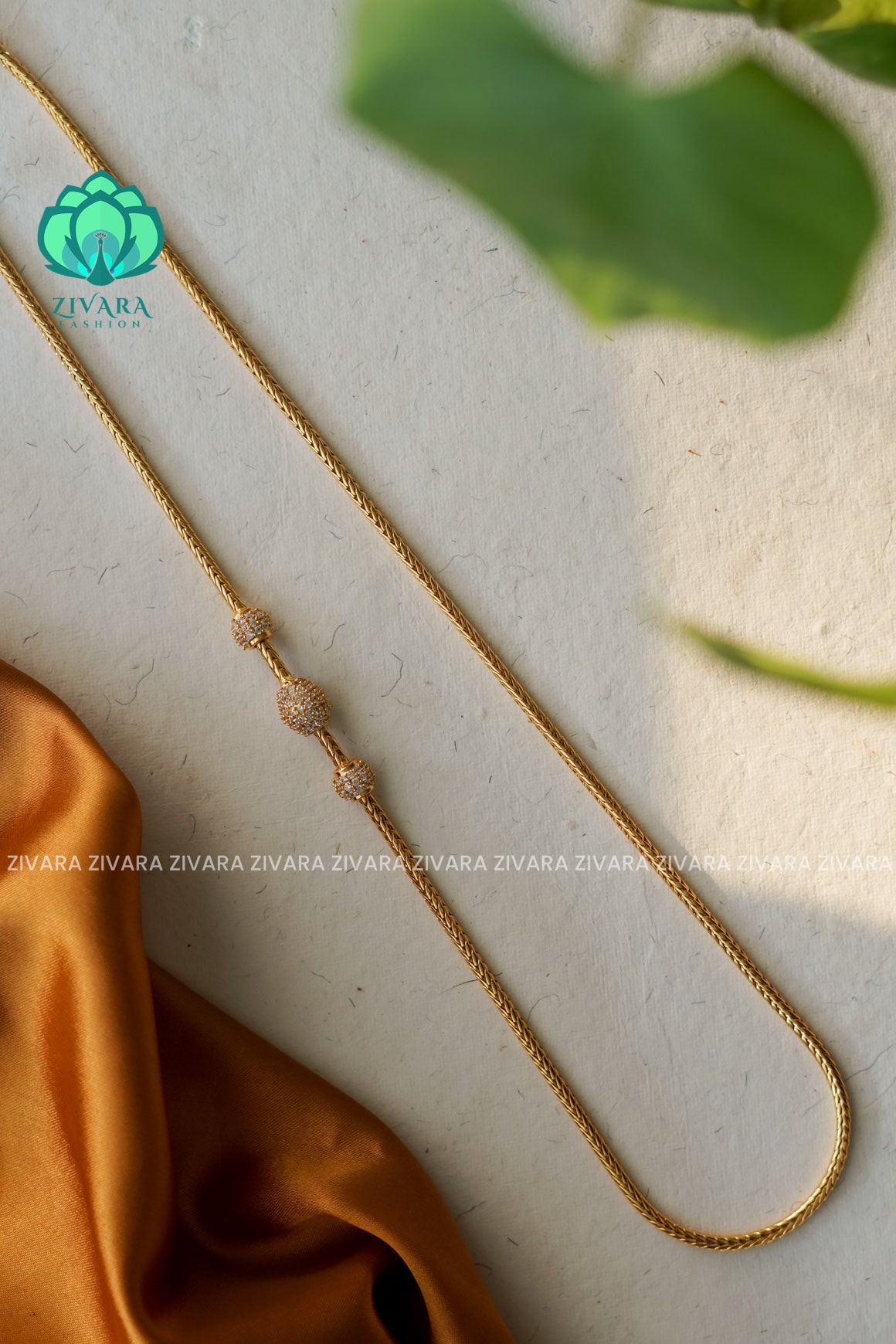 24" mogapu chain with premium gold polish  -Traditional south indian premium neckwear with earrings- Zivara Fashion- latest jewellery design