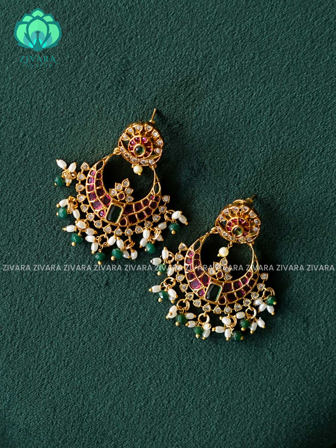 DIYA - GREEN BEADS - PREMIUM MATTE polish BALI- latest jewellery collection- zivara fashion