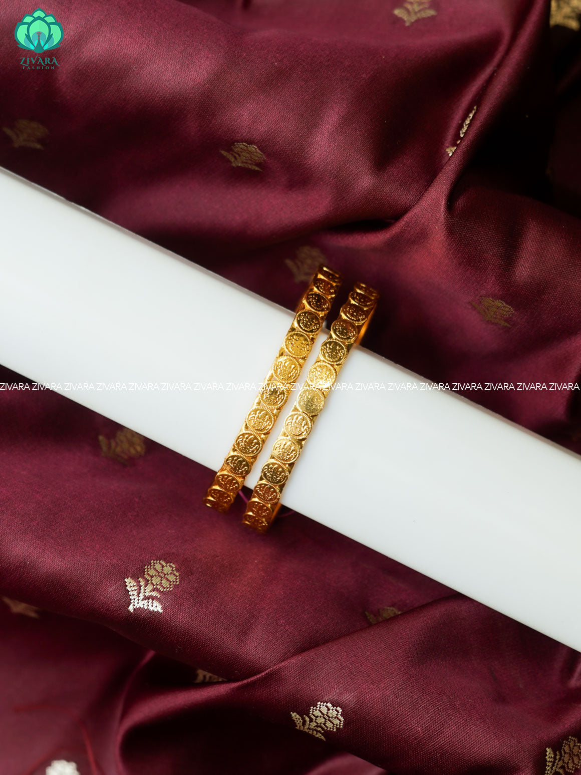 2 piece gold polish COIN - Premium quality daily use bangles - Zivara fashion