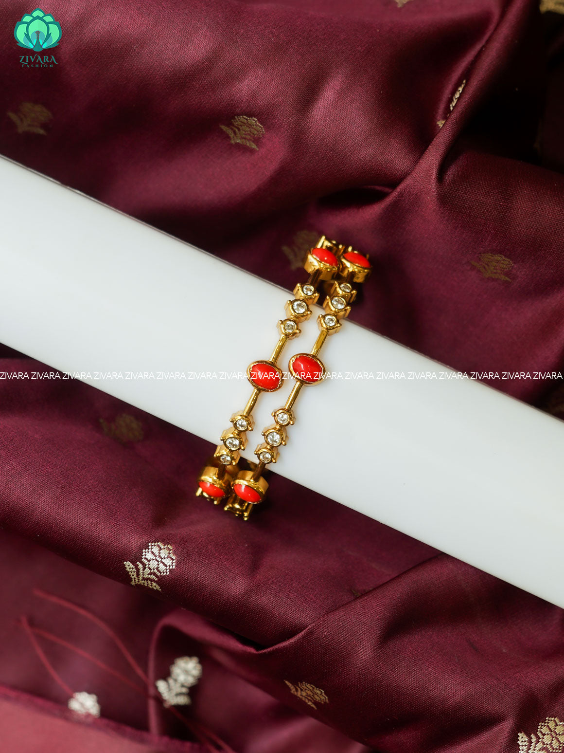 2 piece  motif gold polish bangles  - Premium quality daily use bangles - Zivara fashion