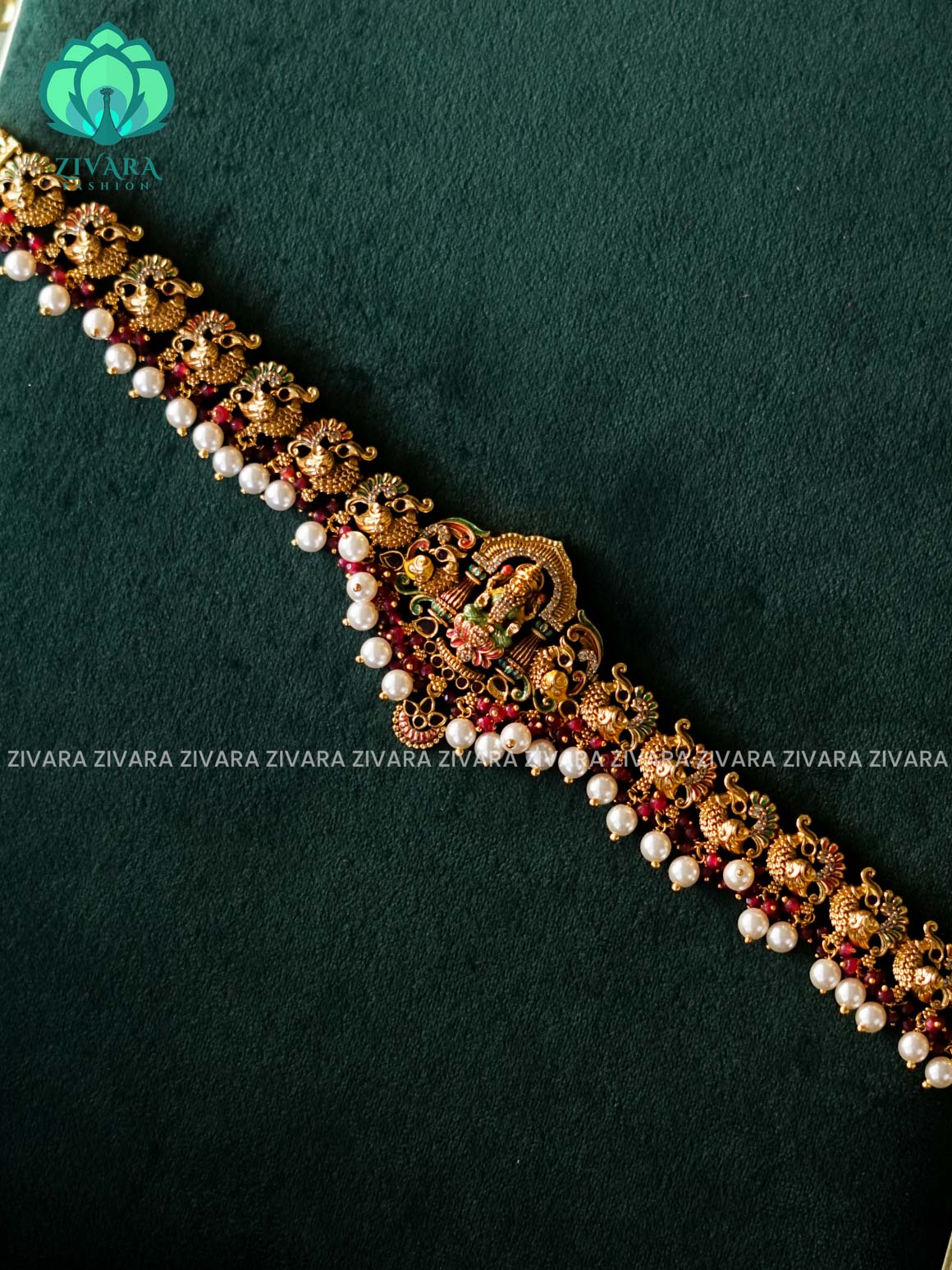 MADHURYA HANDPAINTED -TEMPLE PREMIUM MATTE LAKSHMI HIPCHAIN-ZIVARA FASHION