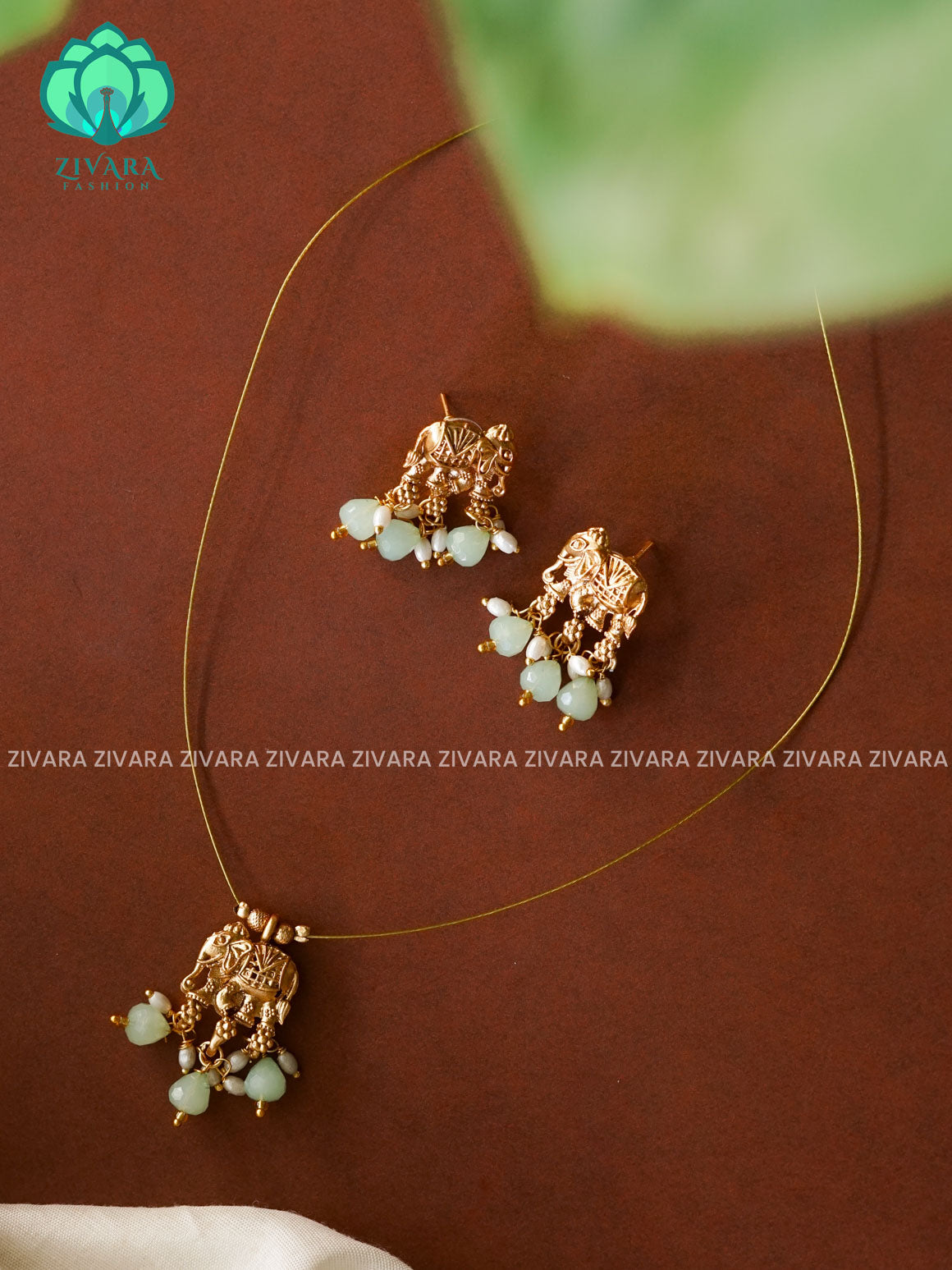 NORMAL MATTE  - ELEPHANT TAMARA - INVISIBLE MINIMAL ELEGANT HANDMADE NECKLACE WITH BRILLIANT FINISH MOTIFS- ZIVARA FASHION