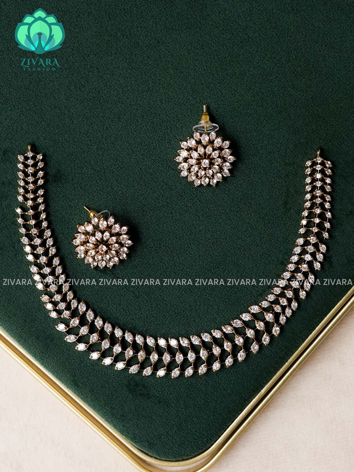 BRIDAL WHITE STONE - CHOKER COLLECTION WITH EARRINGS- LATEST JEWELLERY COLLECTION