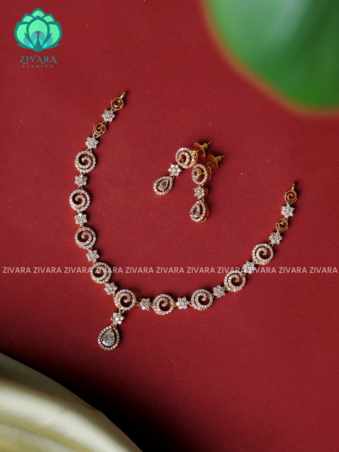 WHITE - SMALL SIZE CUTE SPIRAL - stylish and minimal elegant neckwear with earrings- Zivara Fashion