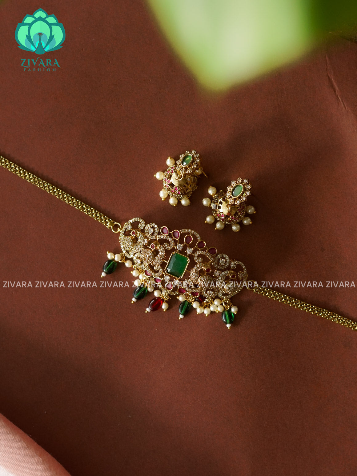 GREEN BEADS CHOKER    -TRADITIONAL CHOKER COLLECTION WITH EARRINGS- LATEST JEWELLERY COLLECTION