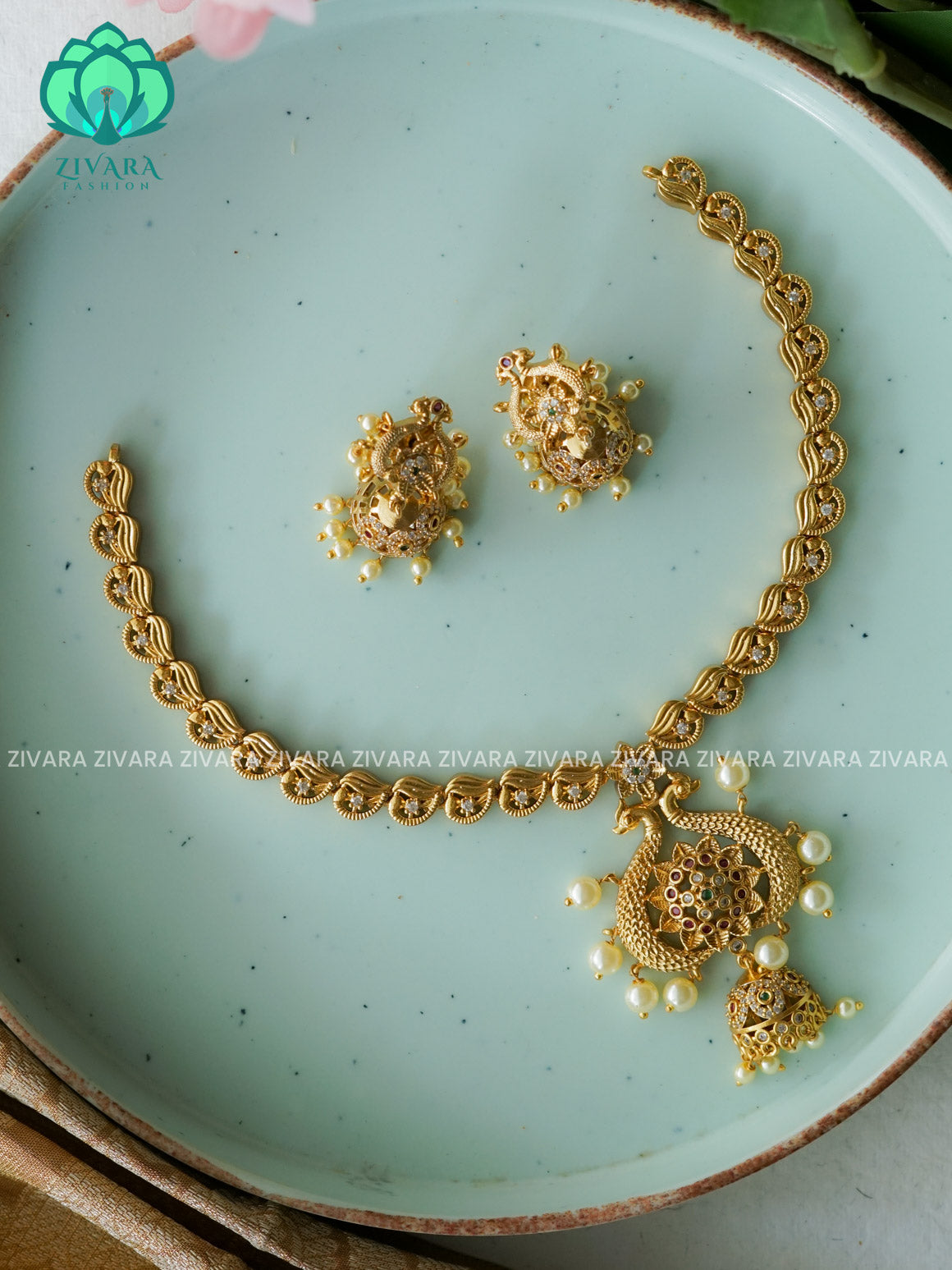TEMPLE  -Traditional south indian premium neckwear with earrings- Zivara Fashion- latest jewellery design