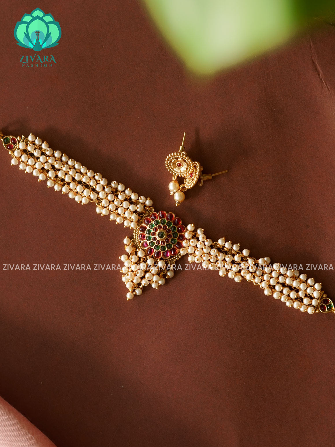 PEARL CLUSTER - Normal Matte finish - latest south indian jewellery