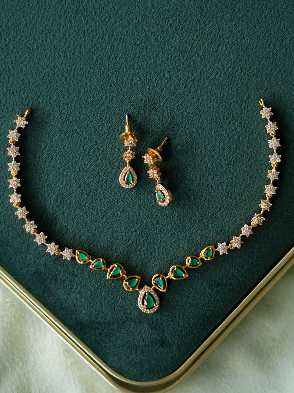 SMALL SIZE GREEN TEAR ELEGANT  -  trending neckwear collection- bridal collection- Zivara Fashion