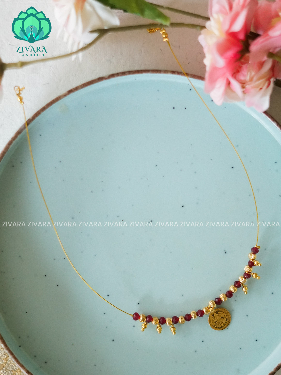 Tamara INVISIBLE MINIMAL ELEGANT HANDMADE NECKLACE WITH BRILLIANT FINISH MOTIFS- ZIVARA FASHION
