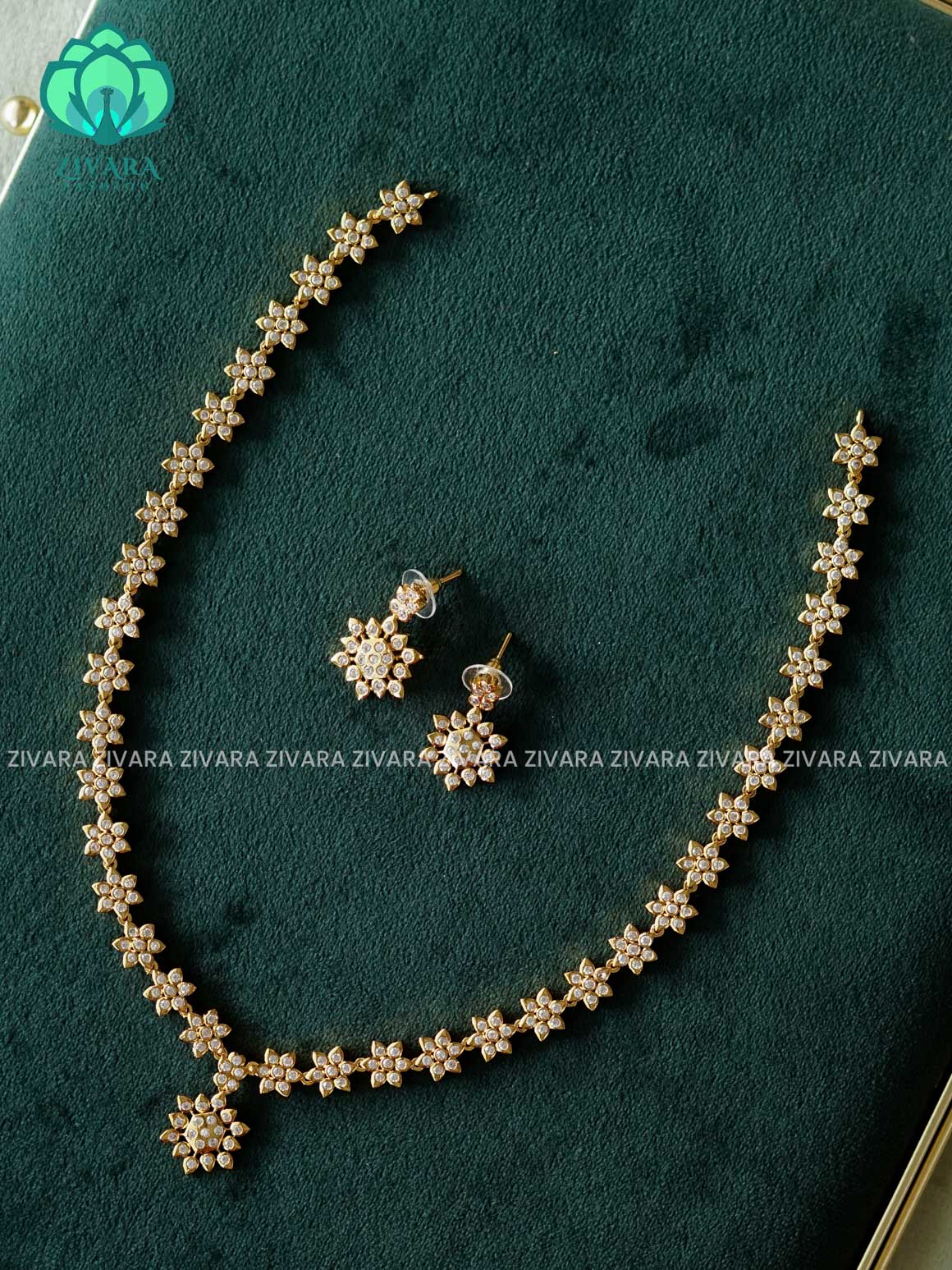 STAR ELEGANT  - MATTE  FINISH Traditional MIDCHEST haaram/neckwear with earrings- Zivara fashion