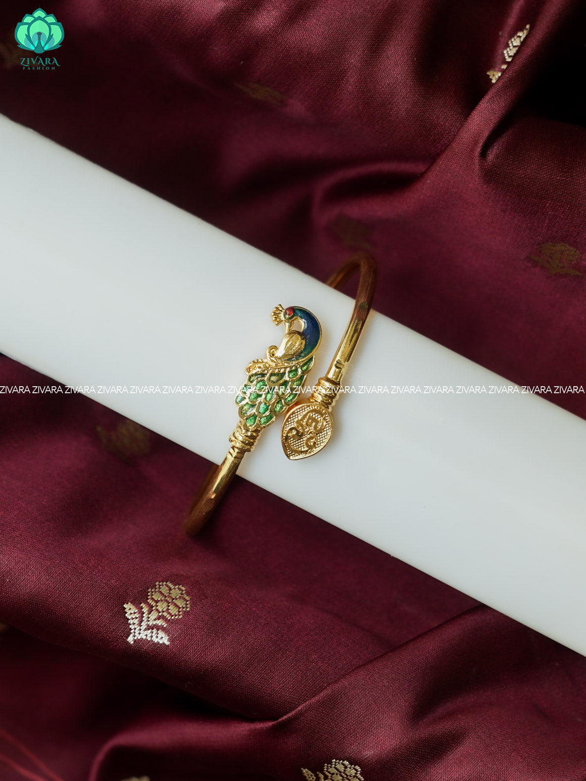 1 piece PEACOCK KADA - Premium gold FINISH free size  kada bangle- latest jewellery collection- Zivara Fashion