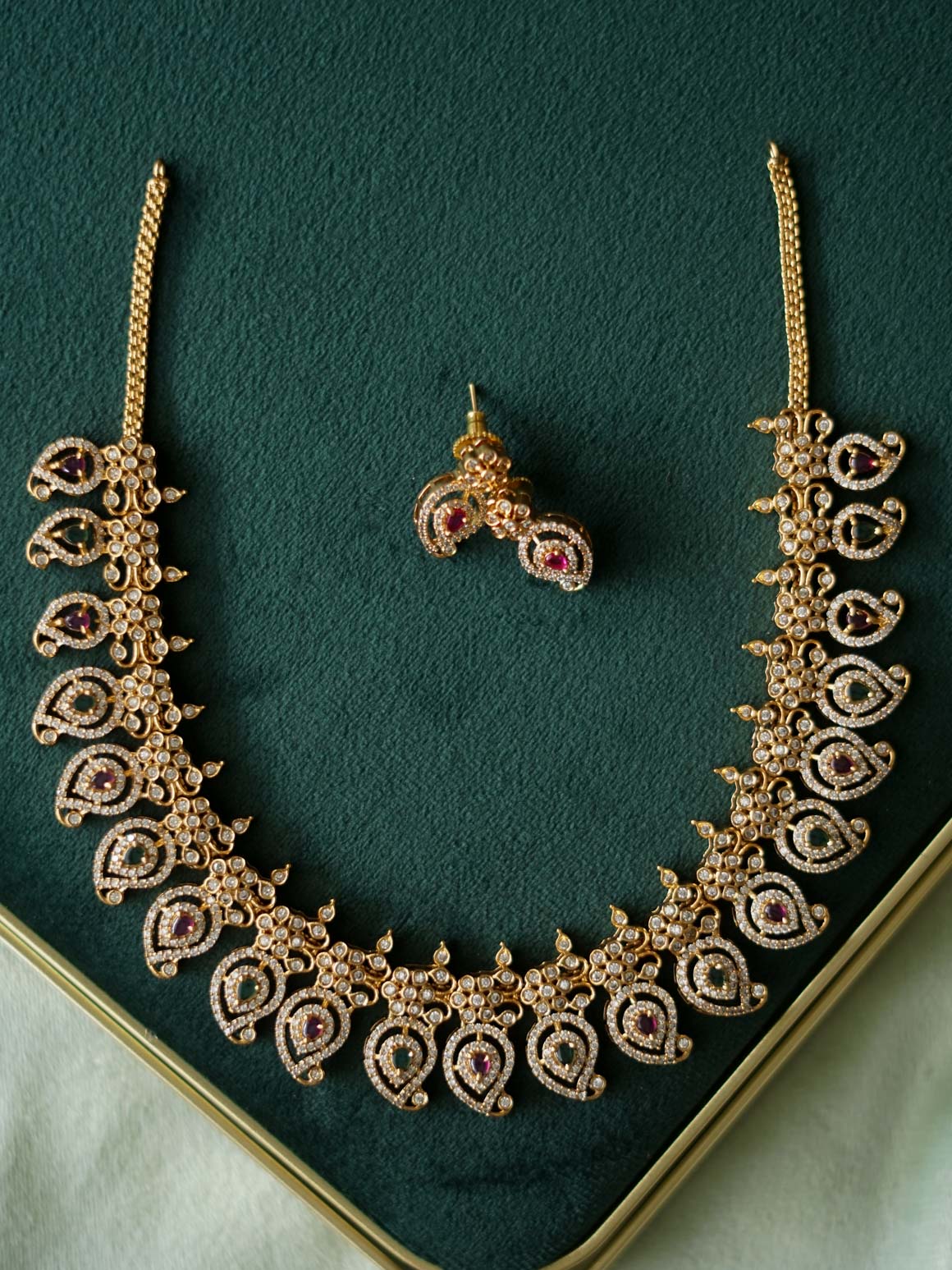 AKSHAYAM - MANGA - Traditional south indian premium neckwear with earrings- Zivara Fashion- latest jewellery design