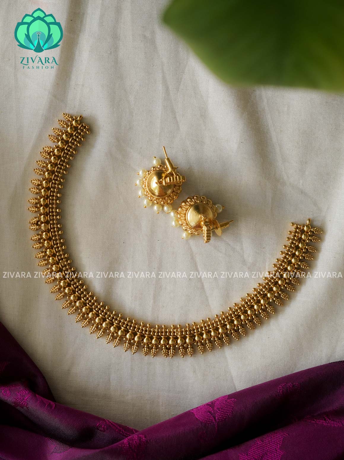 NO STONE -Traditional south indian premium neckwear with earrings- Zivara Fashion- latest jewellery design