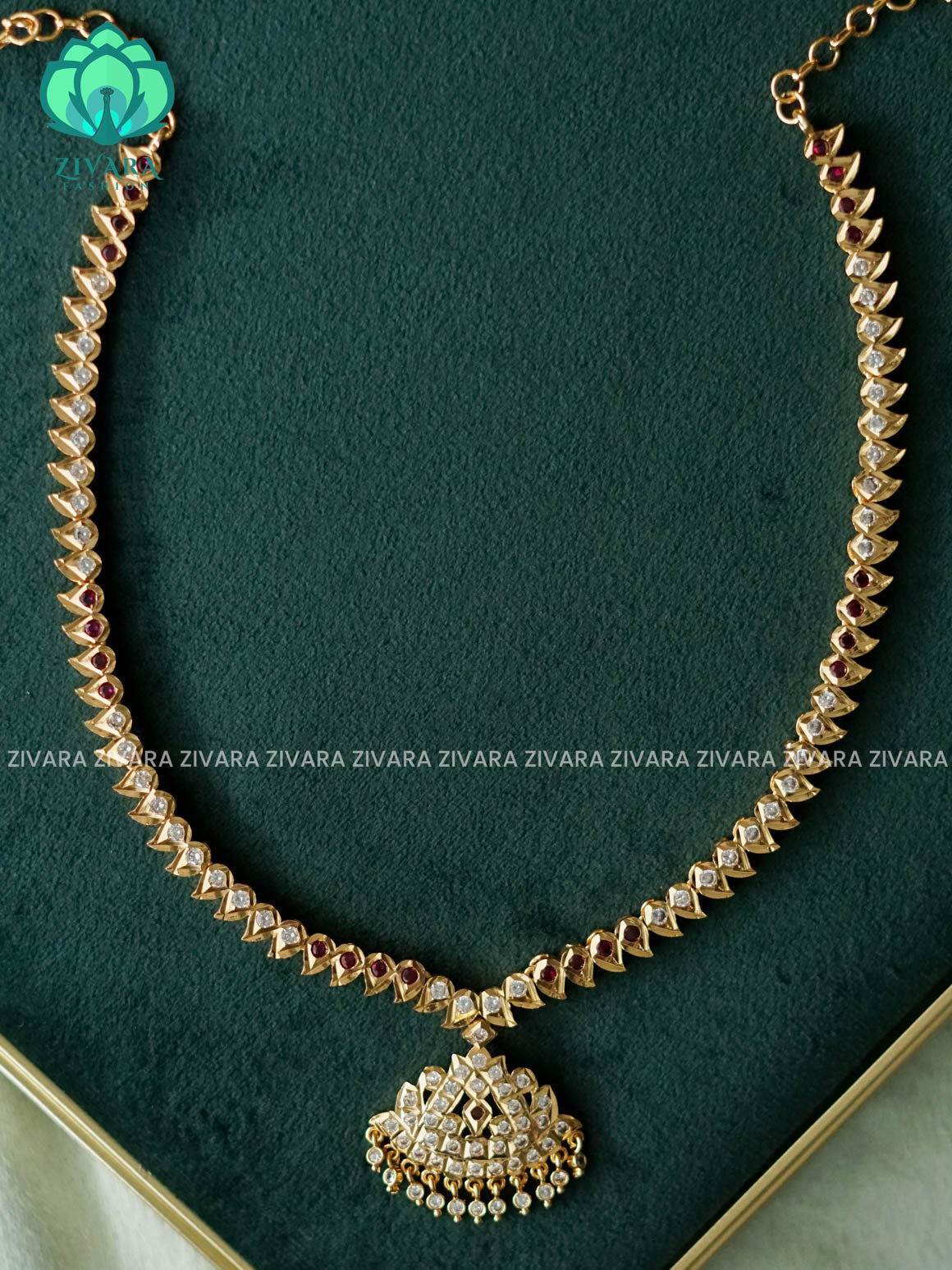 AMBIGAI- MICROGOLD POLISH MIDCHEST with premium gold polish -Traditional south indian premium neckwear without earrings- Zivara Fashion- latest jewellery design