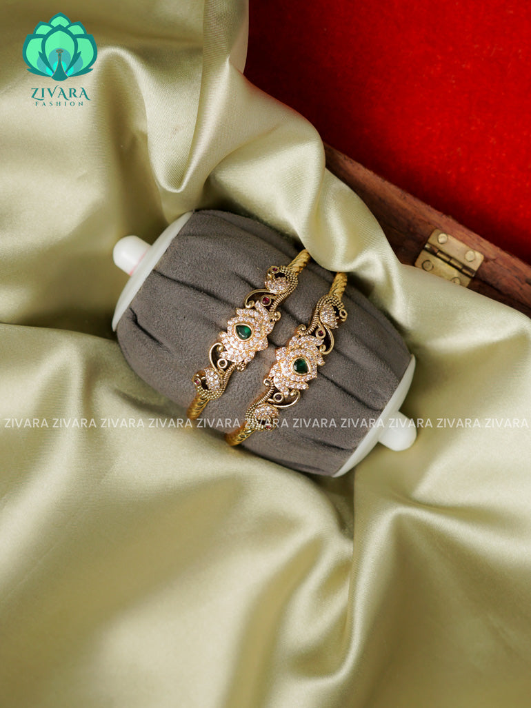 2 PIECE designer  -Premium lotus gold FINISH bangles- latest jewellery collection- Zivara Fashion