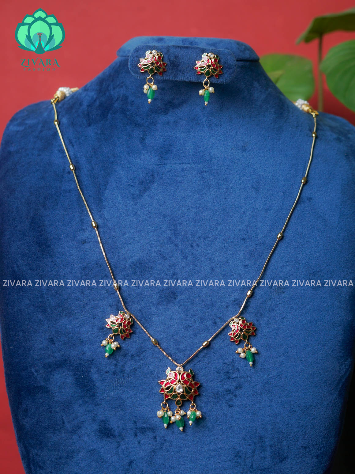 ENAMEL PEACOCK   -Traditional south indian premium neckwear with earrings- Zivara Fashion- latest jewellery design.