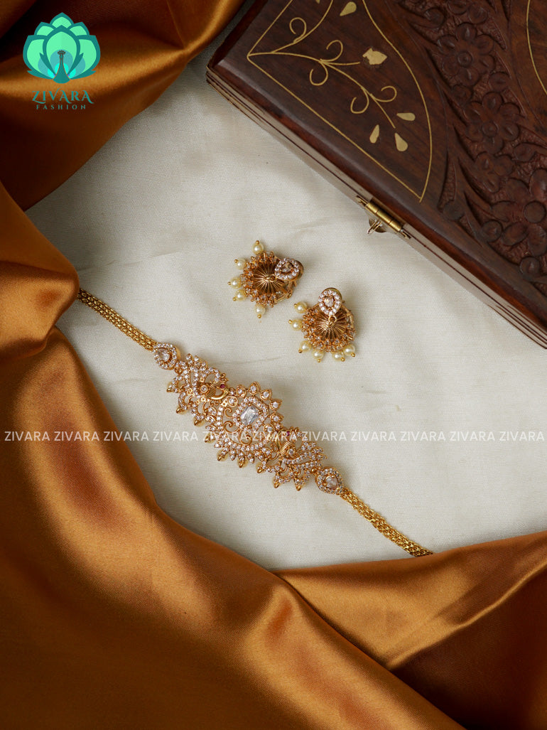 WHITE - AD CUTE -TRADITIONAL CHOKER COLLECTION WITH EARRINGS- LATEST JEWELLERY COLLECTION