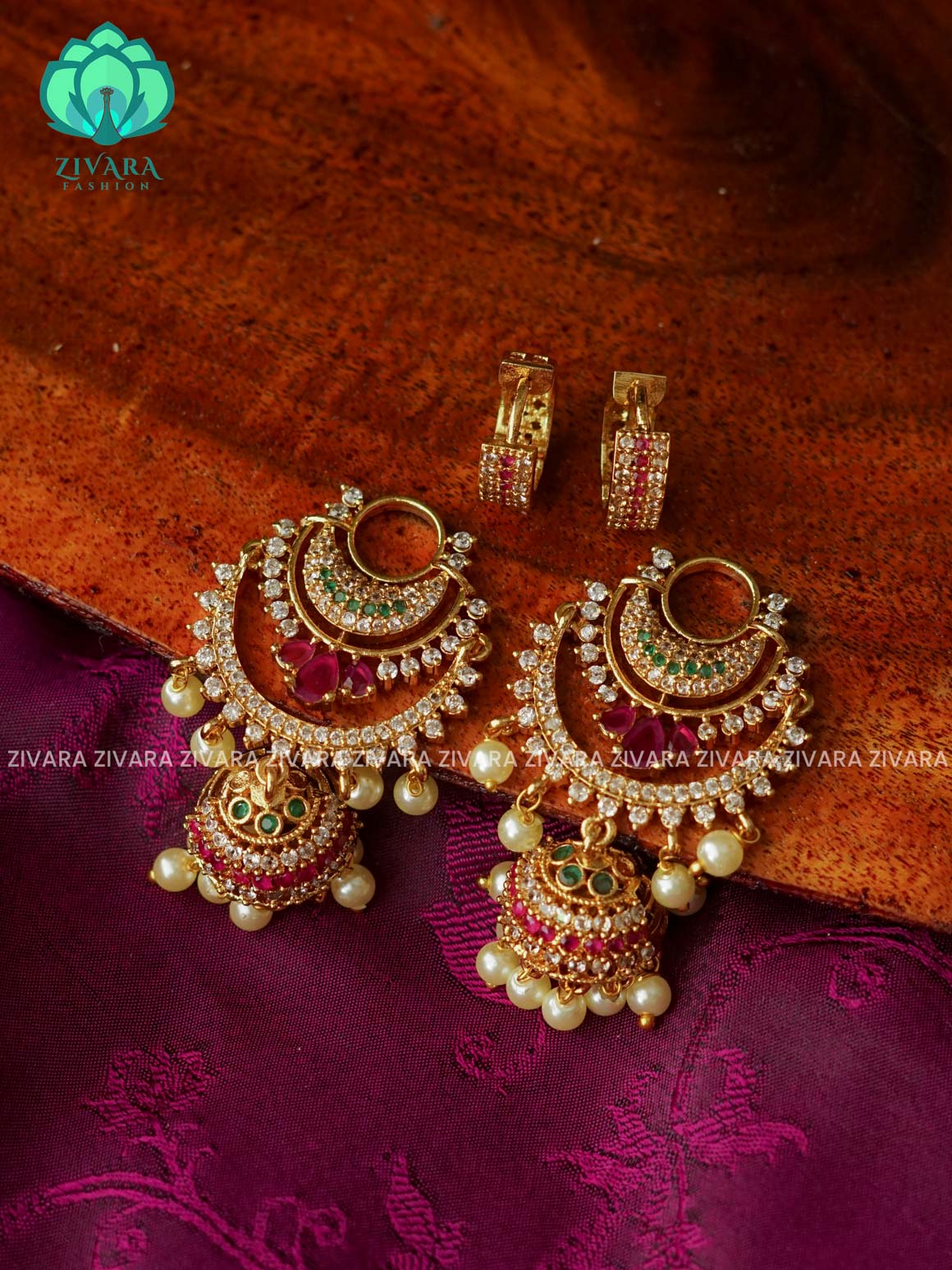 2 IN 1 RING AND BALI JHUMKA - TRADITIONAL PREMIUM MATTE  polish JHUMKA- latest jewellery collection- zivara fashion