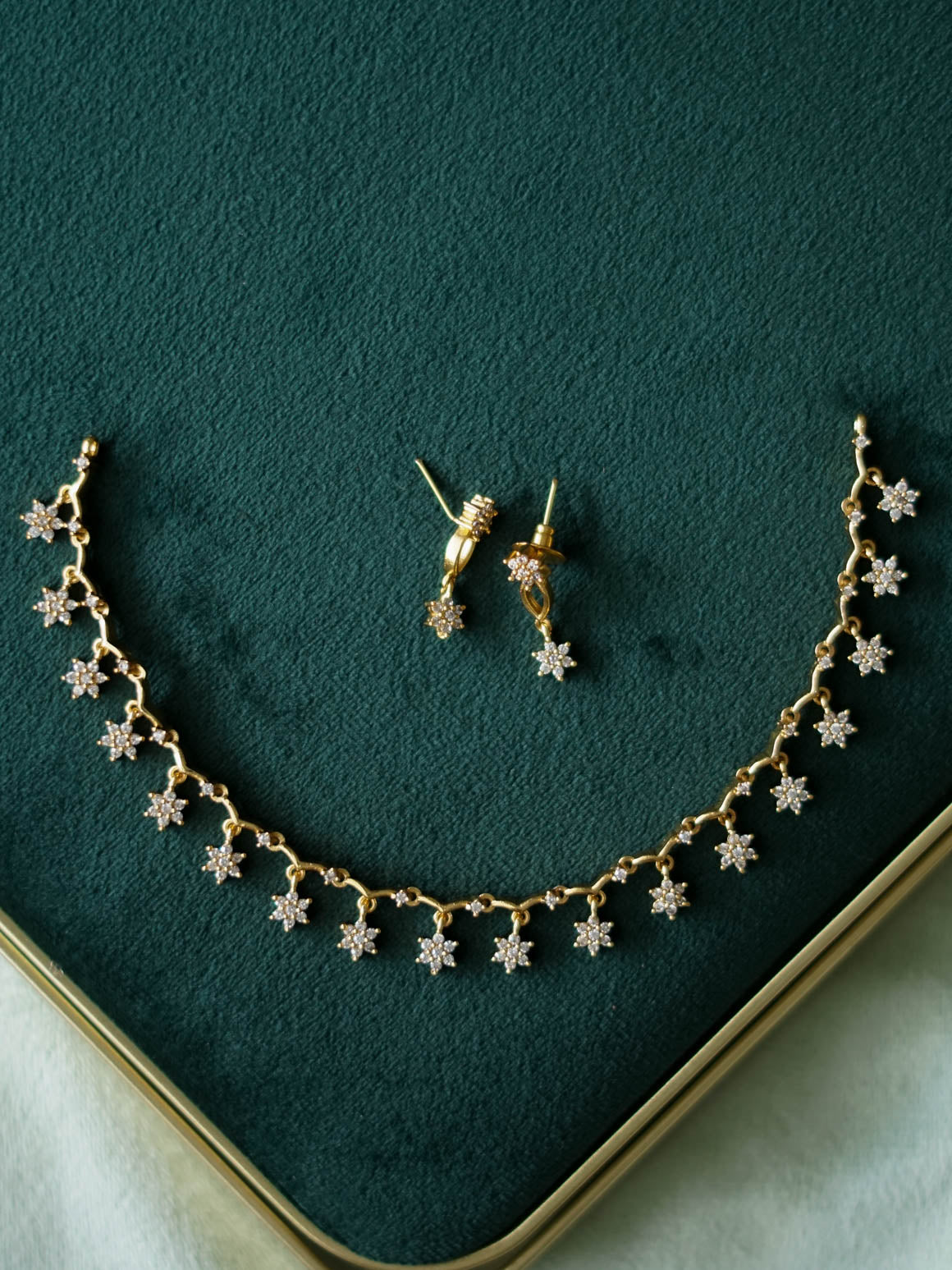 Kanya WHITE STAR HANGING NECKWEAR - SUBTLE POLISH stylish and minimal elegant neckwear with earrings- Zivara Fashion