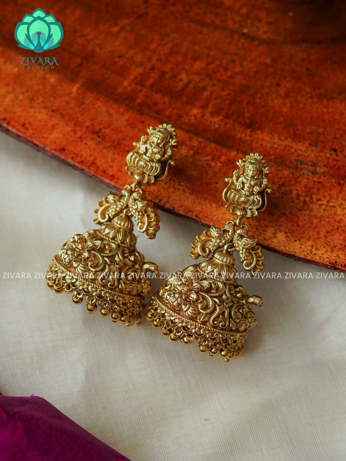 BIG size temple- TRADITIONAL PREMIUM MATTE  polish JHUMKA- latest jewellery collection- zivara fashion