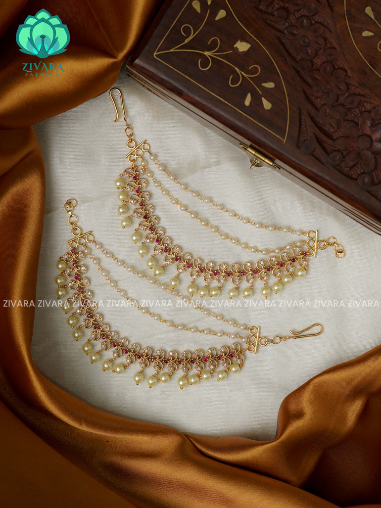 Traditional heavy earchains /maatals- bridal accessory- zivara fashion-latest jewellery collection