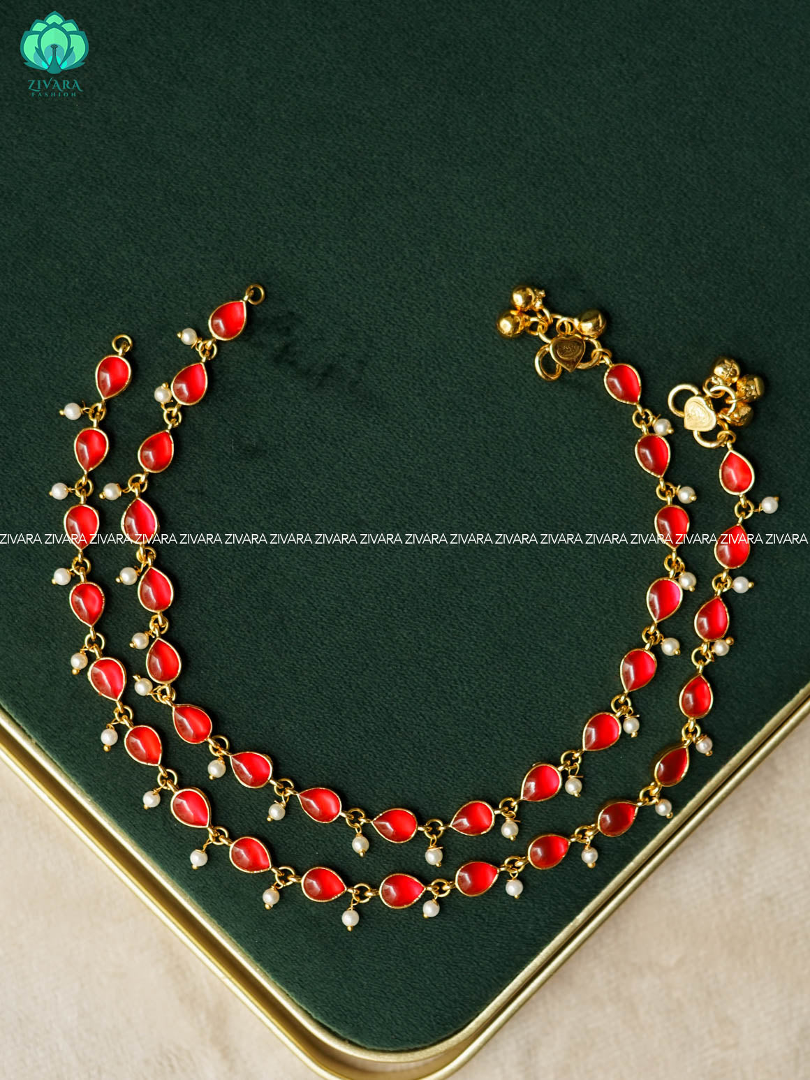 RED TEAR  - Trending occasional wear anklets (9.75 inch approx )for women- latest jewellery- ZIVARA FASHION