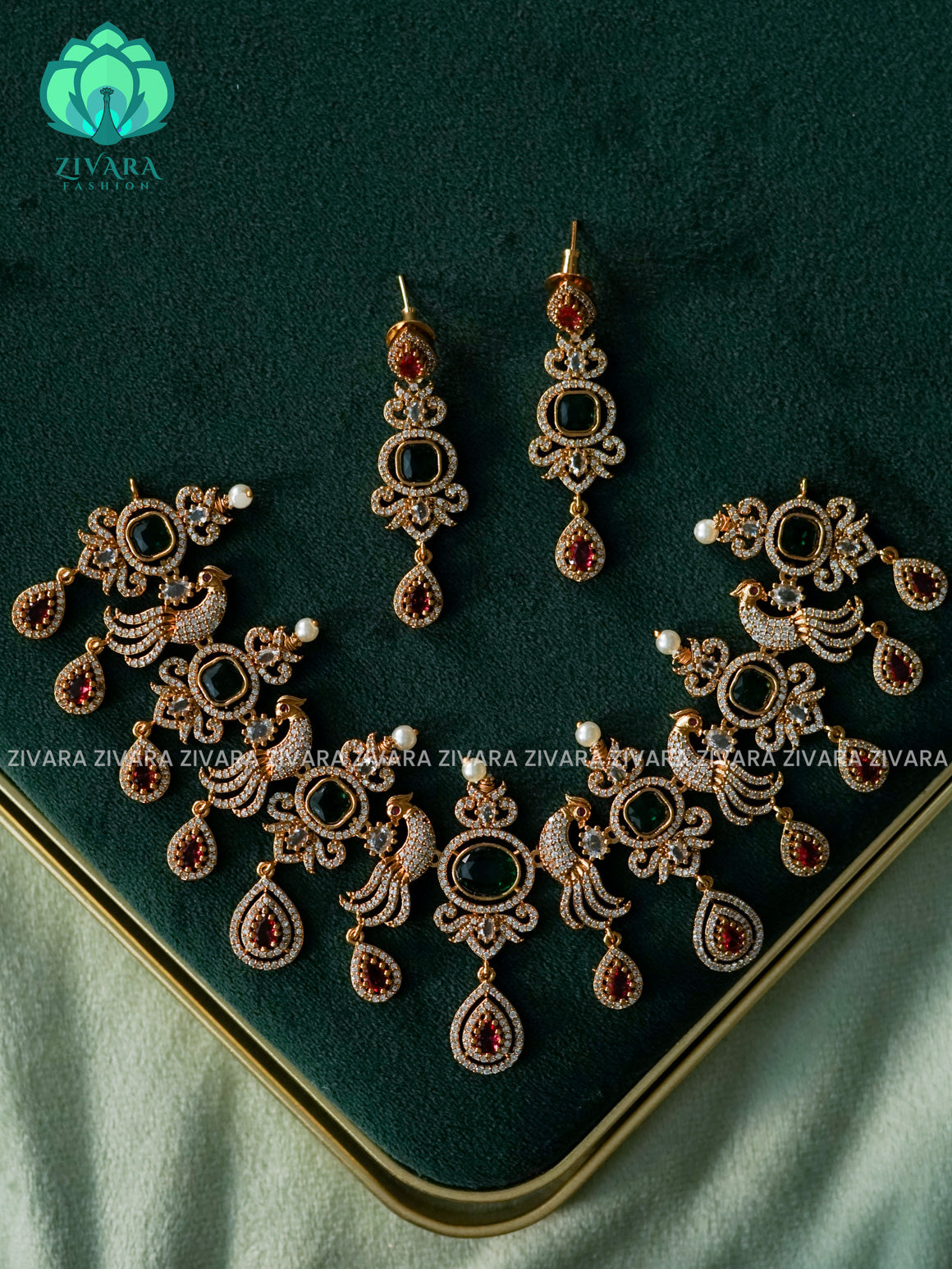 PEACOCK BRIDAL AD STONE NECKWEAR - Trending  stylish and minimal elegant neckwear - Zivara Fashion