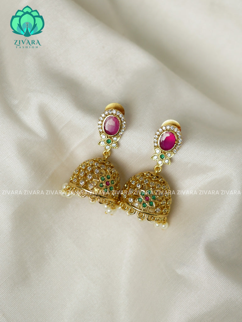 Medium size - TRADITIONAL PREMIUM MATTE  polish JHUMKA- latest jewellery collection- zivara fashion