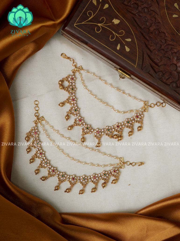 Traditional heavy earchains /maatals- bridal accessory- zivara fashion-latest jewellery collection