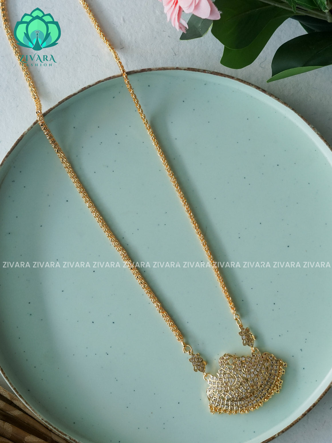 24" MICROGOLD POLISH IMPON DOLLAR  with premium gold polish CHAIN -Traditional south indian premium neckwear without earrings- Zivara Fashion- latest jewellery design