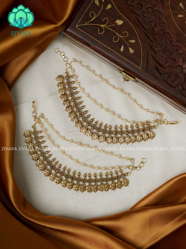 Traditional heavy earchains /maatals- bridal accessory- zivara fashion-latest jewellery collection