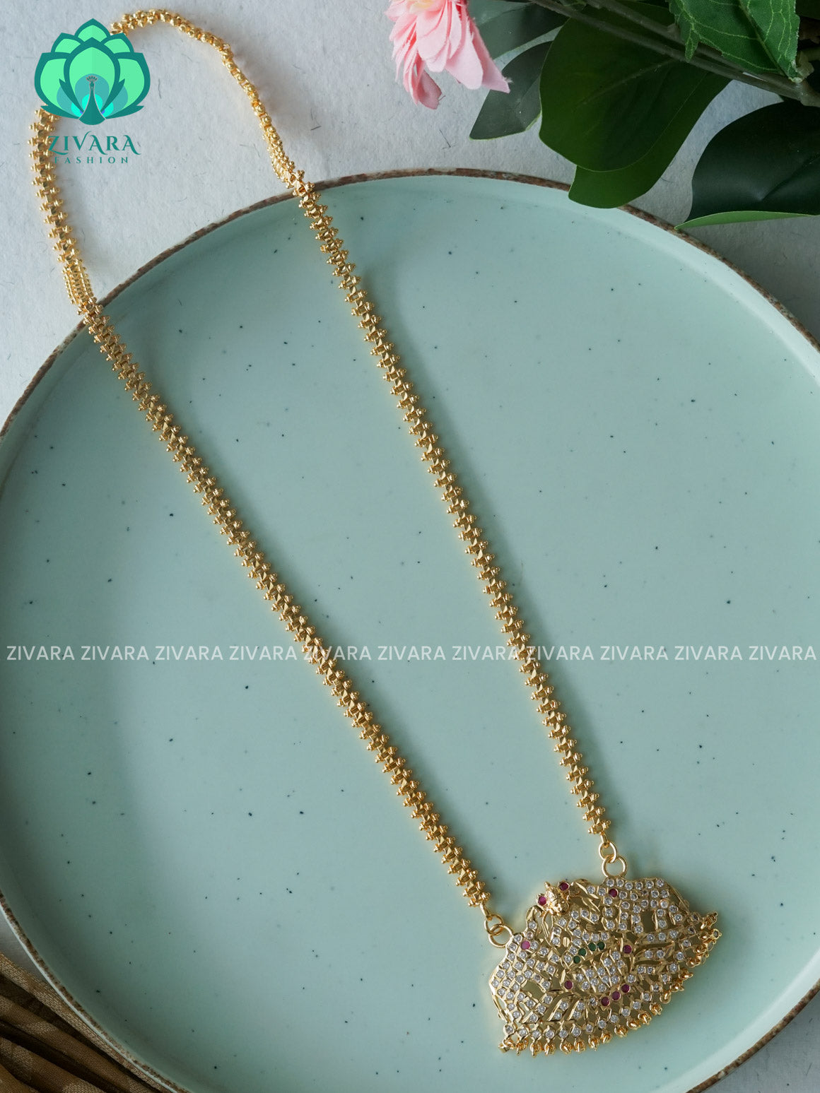 24" MICROGOLD POLISH IMPON DOLLAR  with premium gold polish CHAIN -Traditional south indian premium neckwear without earrings- Zivara Fashion- latest jewellery design