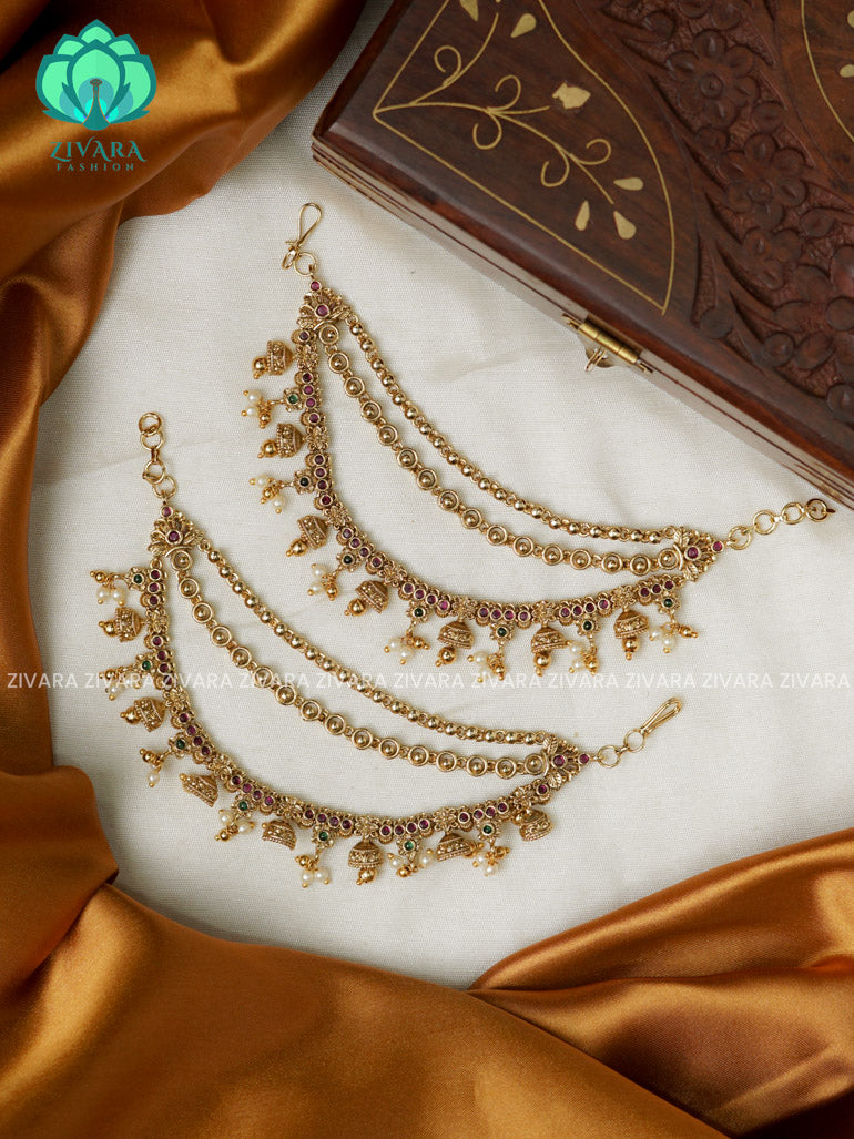 Traditional heavy earchains /maatals- bridal accessory- zivara fashion-latest jewellery collection