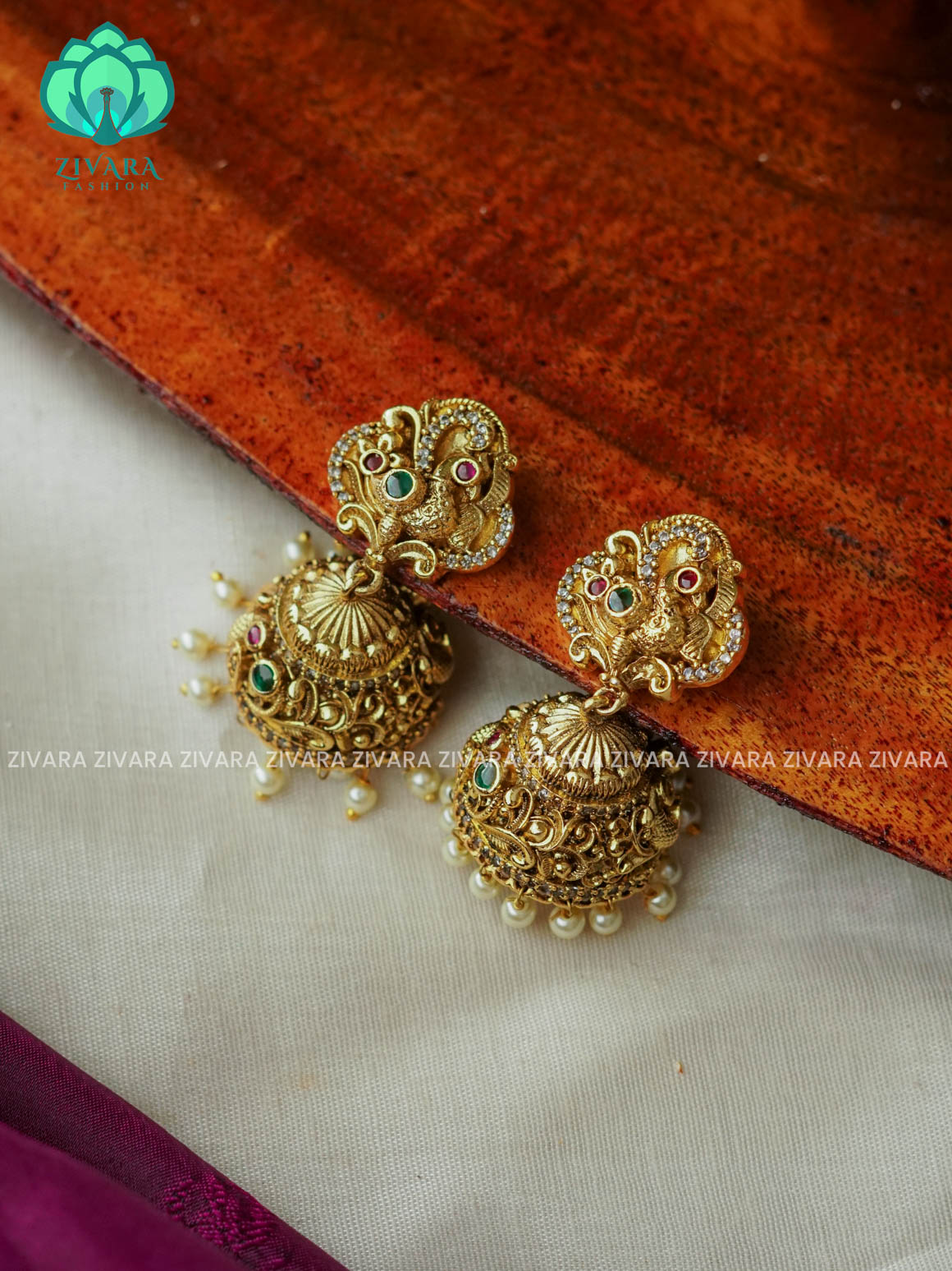 Big Peacock - TRADITIONAL PREMIUM MATTE  polish JHUMKA- latest jewellery collection- zivara fashion