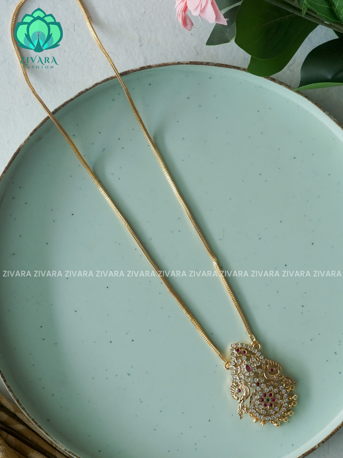 24" MICROGOLD POLISH IMPON DOLLAR  with premium gold polish CHAIN -Traditional south indian premium neckwear without earrings- Zivara Fashion- latest jewellery design