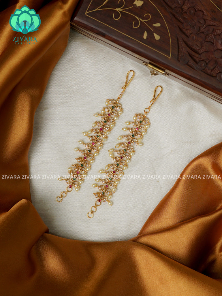 Straight simple chain - Traditional earchains /maatals- bridal accessory- zivara fashion-latest jewellery collection