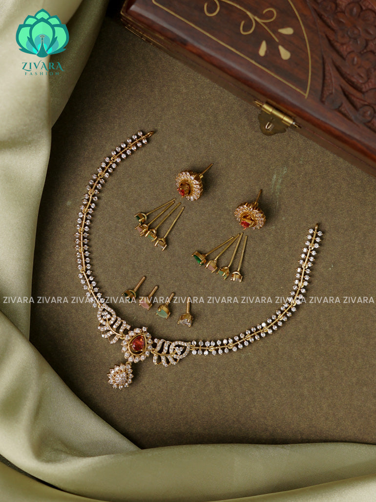 Interchangable hotselling NECKWEAR with earrings - latest pocket friendly south indian jewellery collection