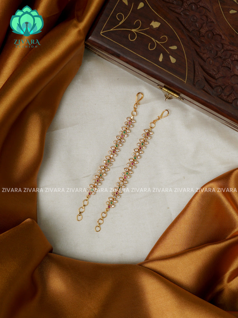 Straight simple chain - Traditional earchains /maatals- bridal accessory- zivara fashion-latest jewellery collection