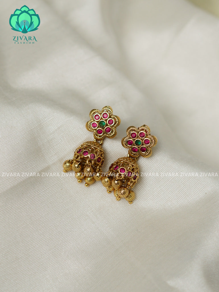 Small size kids friendly - TRADITIONAL PREMIUM MATTE  polish JHUMKA- latest jewellery collection- zivara fashion