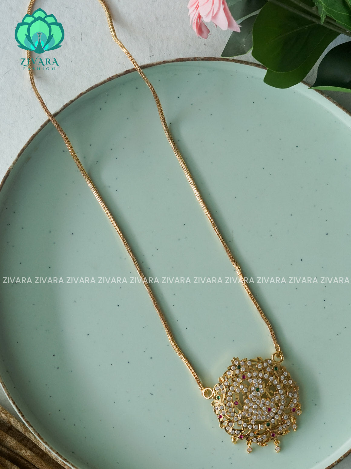 24" MICROGOLD POLISH IMPON DOLLAR  with premium gold polish CHAIN -Traditional south indian premium neckwear without earrings- Zivara Fashion- latest jewellery design