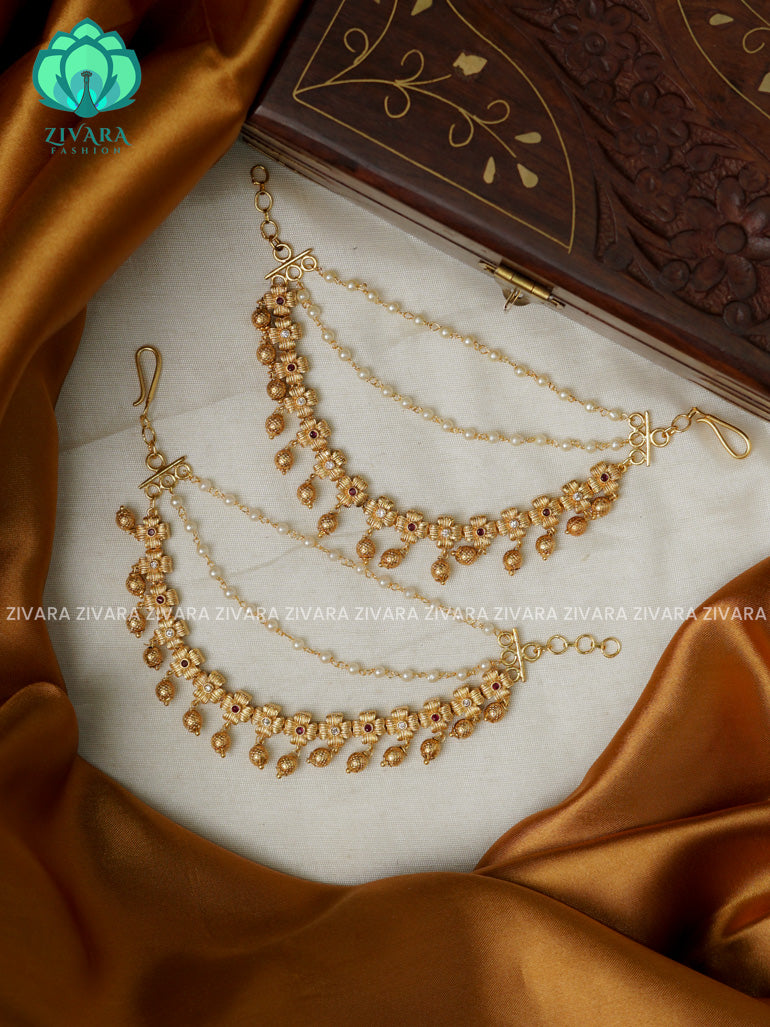 Traditional heavy earchains /maatals- bridal accessory- zivara fashion-latest jewellery collection