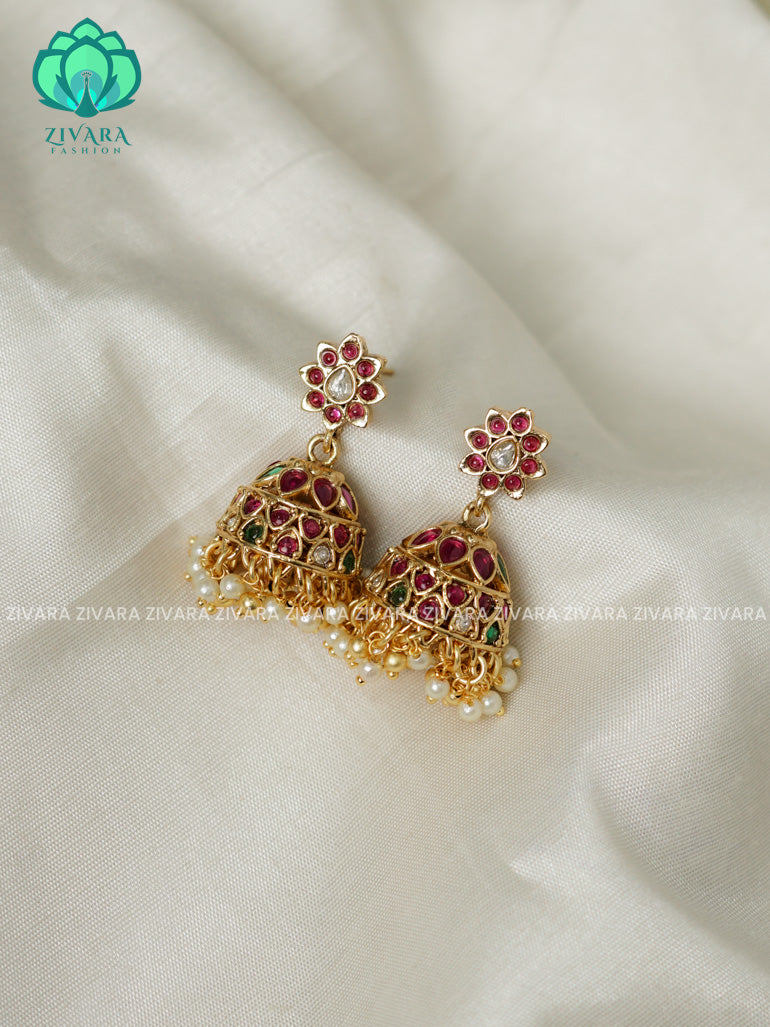 Medium size - TRADITIONAL PREMIUM MATTE  polish JHUMKA- latest jewellery collection- zivara fashion