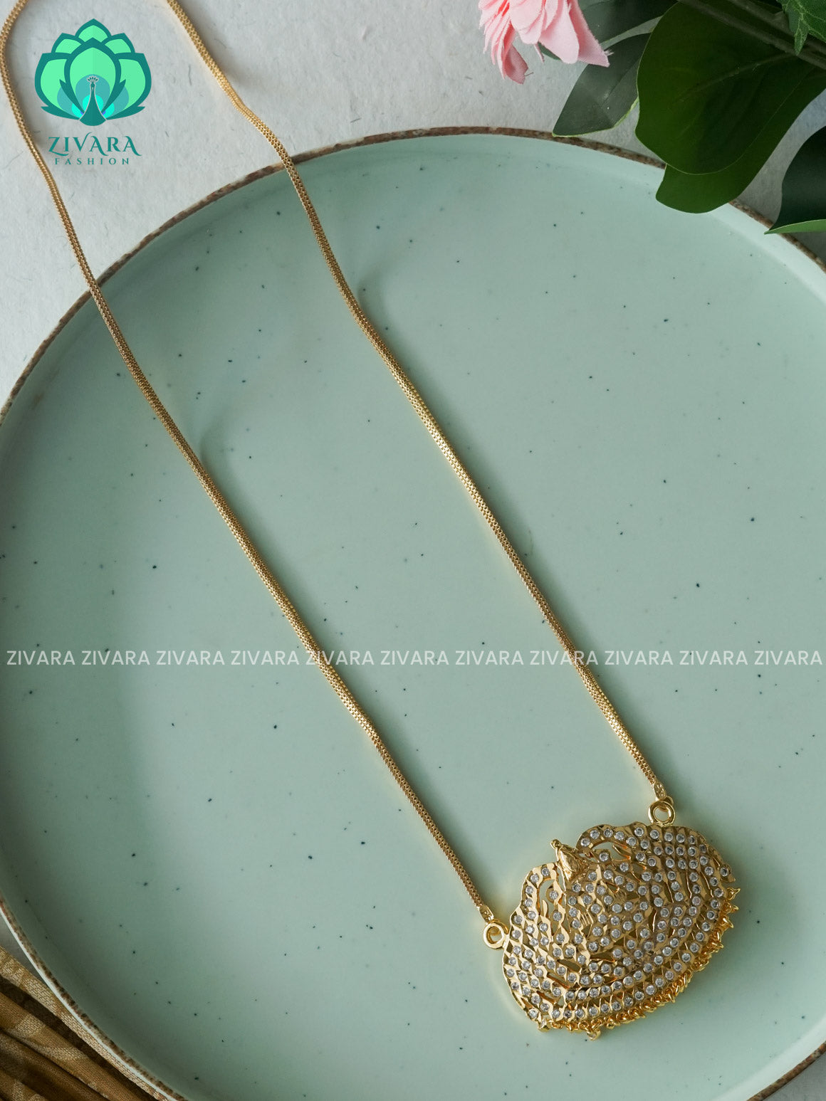 24" MICROGOLD POLISH IMPON DOLLAR  with premium gold polish CHAIN -Traditional south indian premium neckwear without earrings- Zivara Fashion- latest jewellery design