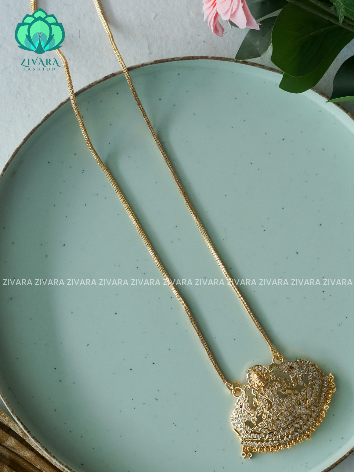 24" MICROGOLD POLISH IMPON DOLLAR  with premium gold polish CHAIN -Traditional south indian premium neckwear without earrings- Zivara Fashion- latest jewellery design